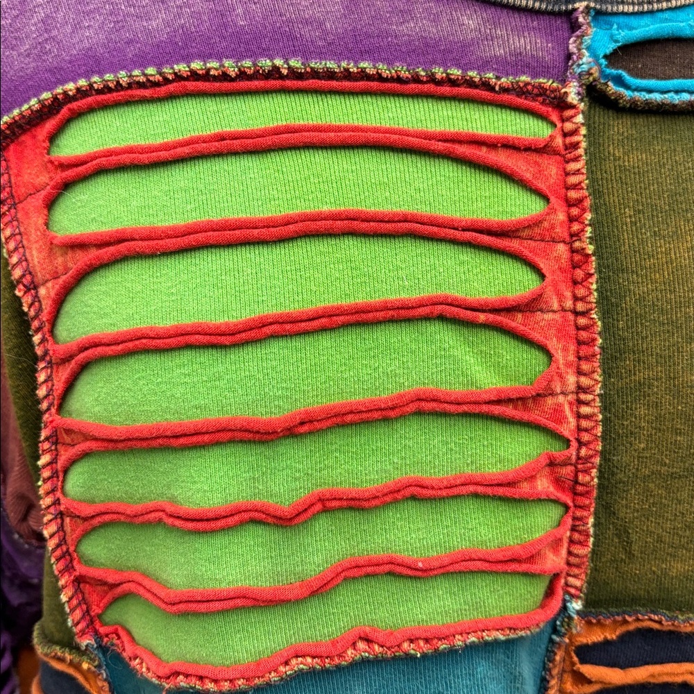 Vtg Rising International Patchwork Texture Shirt … - image 7